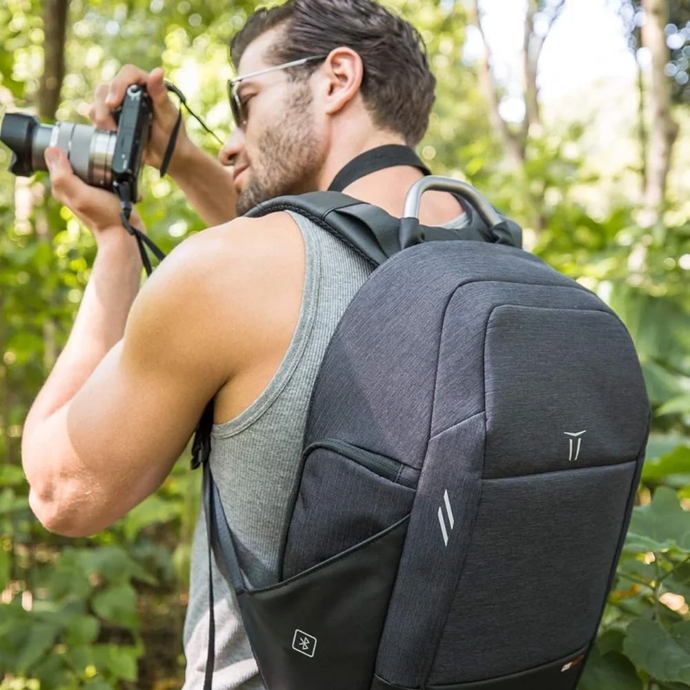 Bluetooth Backpack bookbag Great Gray KUWOW Bluetooth Tracking bag like New - Picture 5 of 12